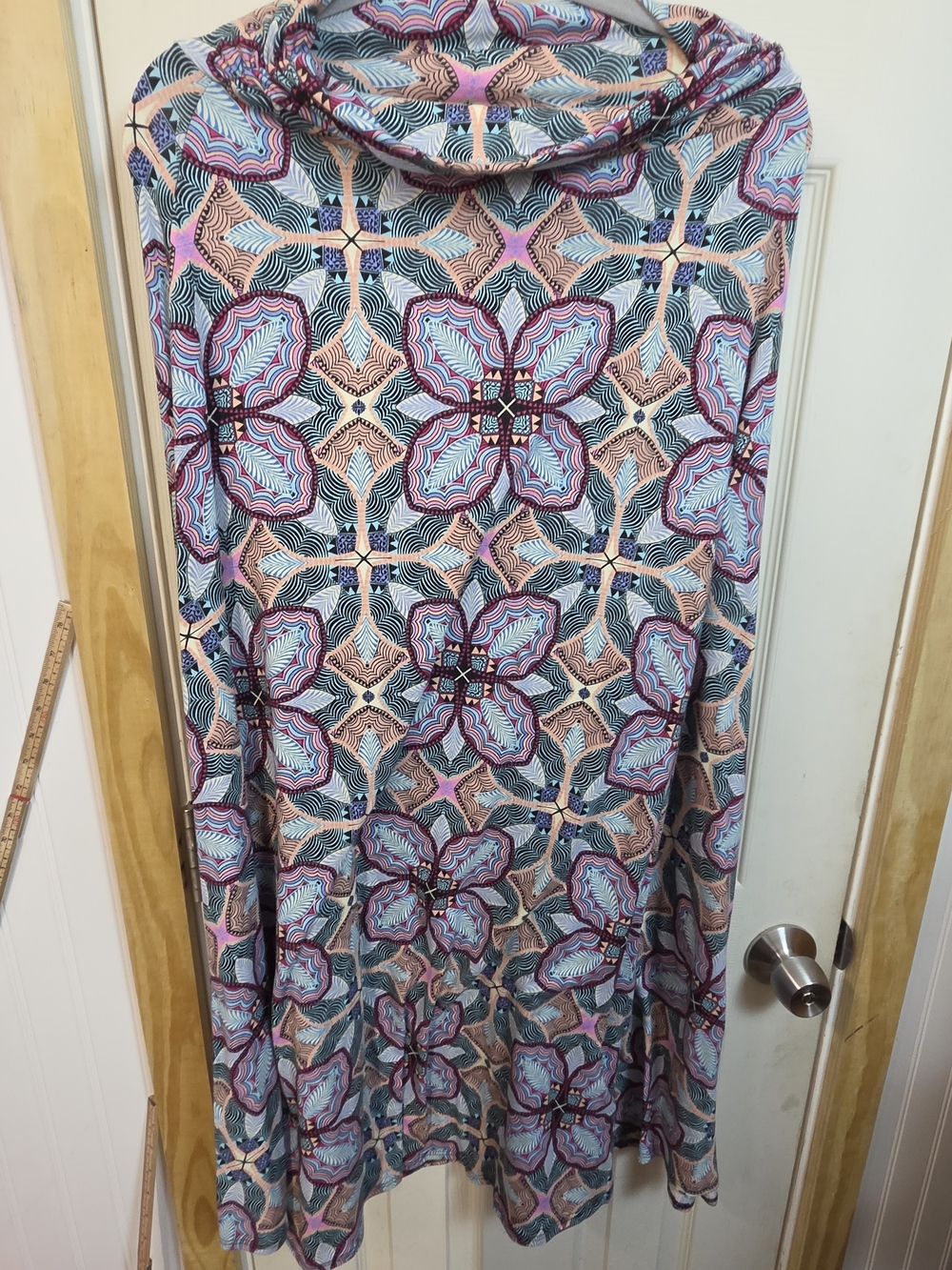 Boho Geometric Floral Maxi Skirt in Pink and Blue #0329